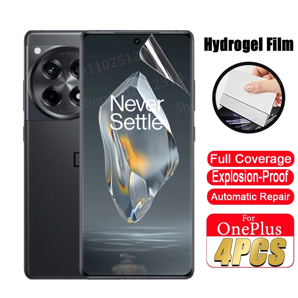 4-teiliger Hydro gel film für oneplus 12r 12 11 10 9 8 weicher Displays chutz für oneplus ace 2 pro nord ce 2 3 lite 5g nicht Glas folie