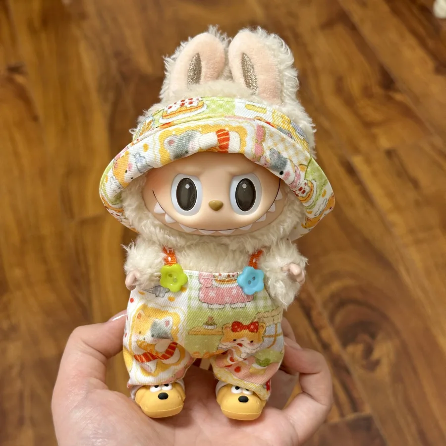 17 سنتيمتر دمية قطيفة صغيرة الملابس الزي اكسسوارات لكوريا Kpop Labubu المعبود يجلس حفلة V1 V2 الخريف نيسيي طقم قبعات الملابس