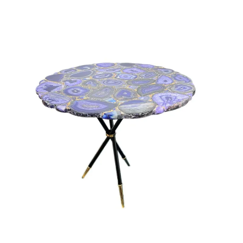Designer dining table villa light luxury natural agate negotiation table