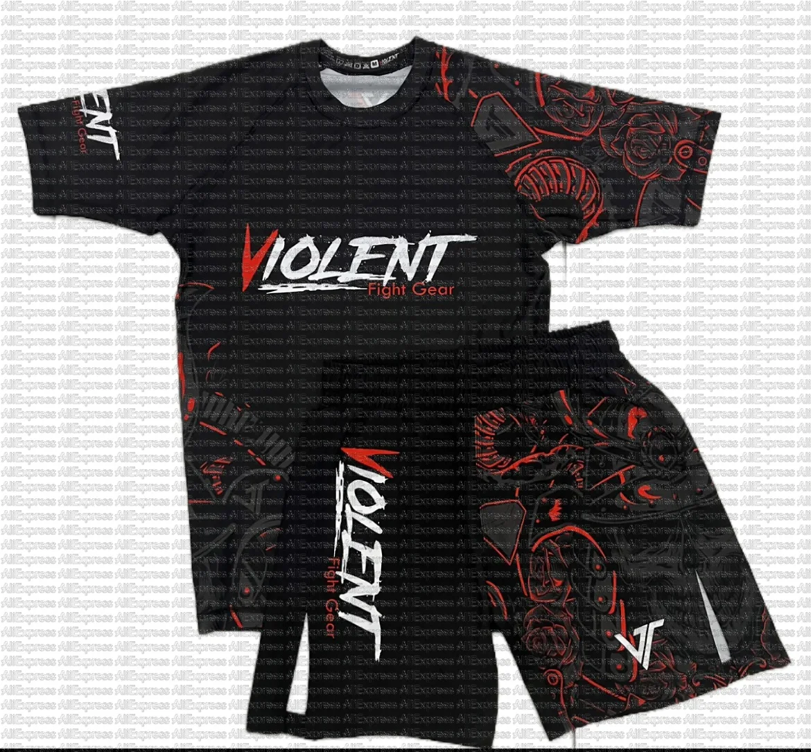 2025 Summer New Boxing MMA Fighting T-shirt and Shorts Boxing T-shirt Oversized 3D Printed Breathable Women's Men's Sports Suits