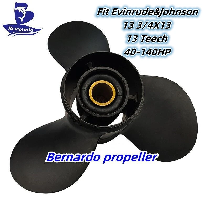 Bernardo Boat Propeller 13 3/4x13 Fit Evinrude&Johnson Outboard Engine ETEC 40 - 140 HP Screw 3 Blade 13 Tooth Spline RH