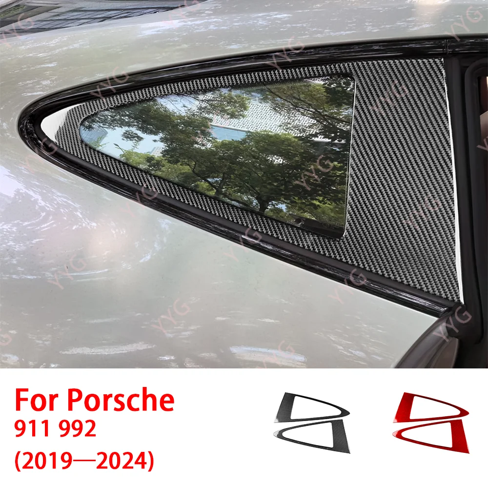 

YYG For Porsche 911 992 2019—2023 Carbon Fiber Rear Window Triangle Panel Car Interior Accessories Cover Trim Sticker Decals