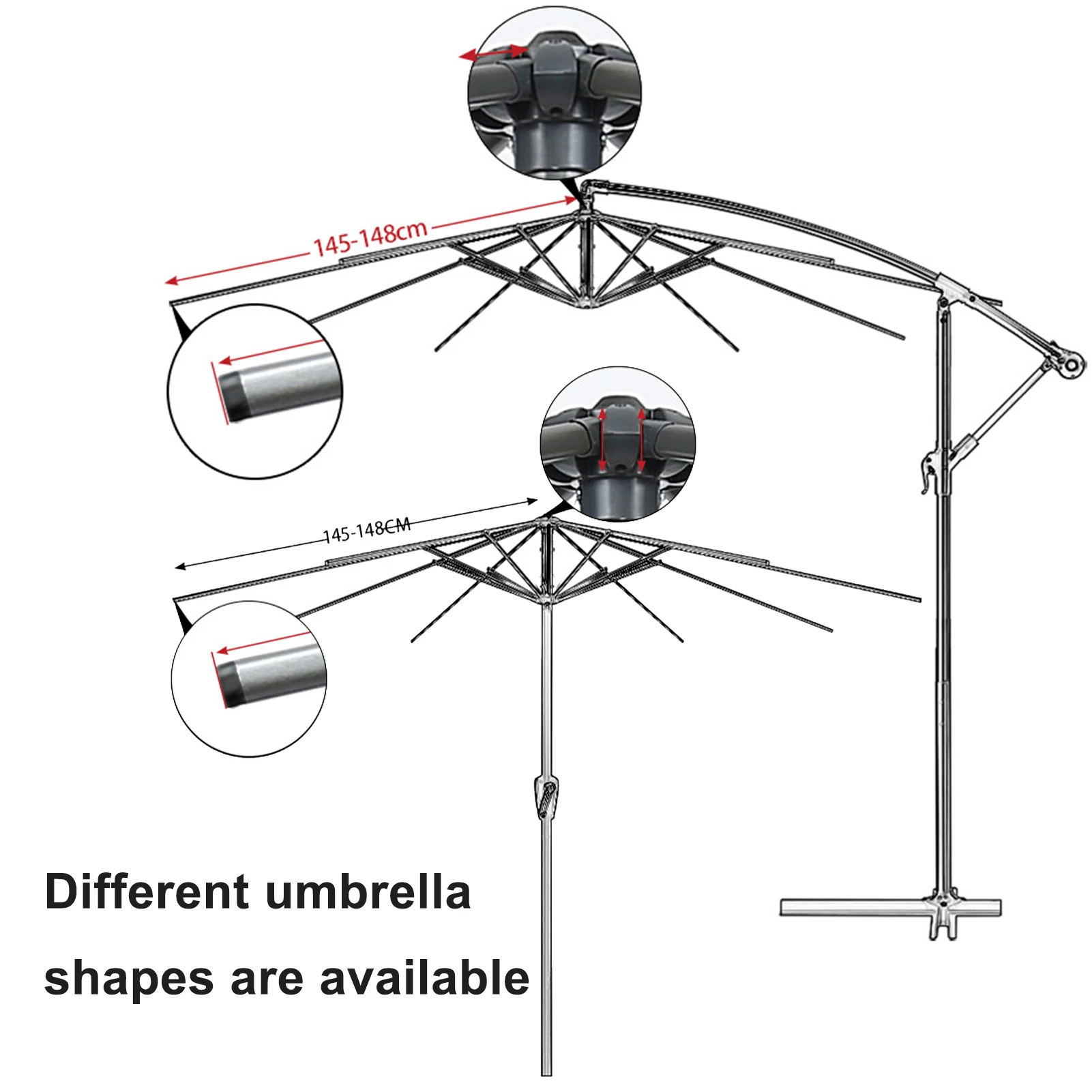 Umbrella Surface Replacement 3m 6/8 Bones Outdoor Courtyard Sunscreen and Rainproof Cloth Polyester Sunshade Umbrella Surface