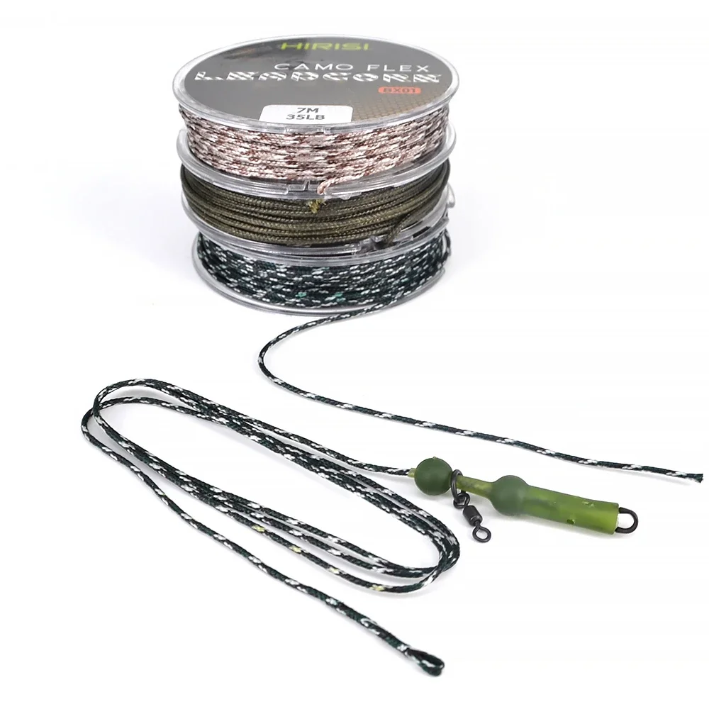 1pcs 35LB 7M Leadcore Carp Fishing Tackle Line Make Carp Hair Rigs 3 Color Braided Lead Line