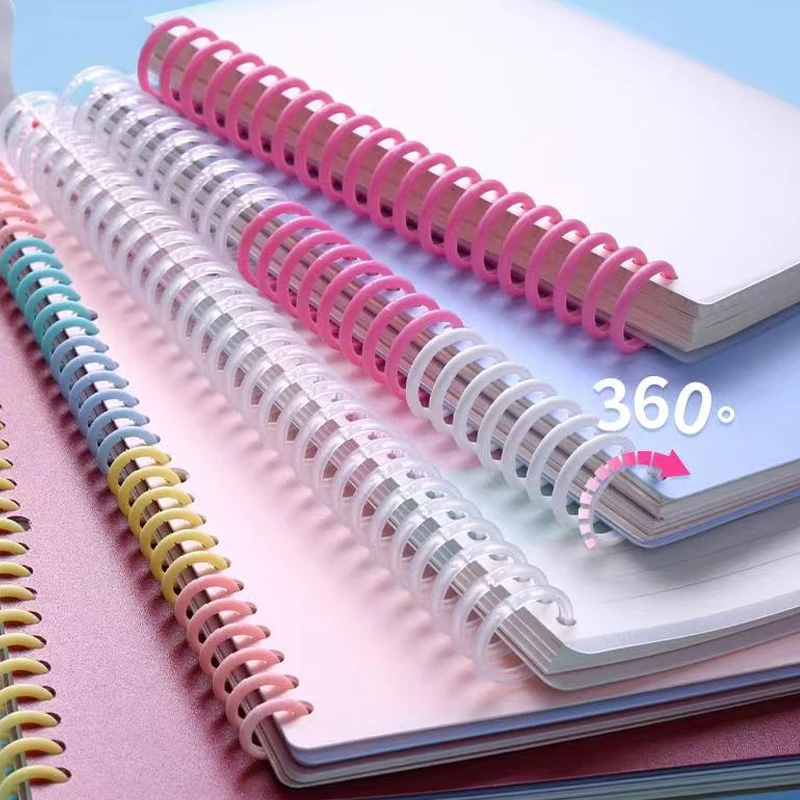 6pcs 22mm Plastic 30-Hole Loose Leaf Binders Ring Spring Spiral Binding A4 DIY 160Sheets Paper Notebook Album Stationery Office