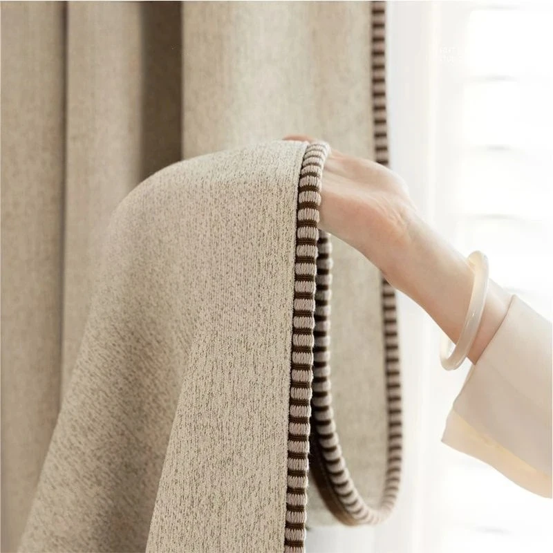 French Cotton and Linen Curtains for Living Room Bedroom Cloth 2025 New Chenille Cream Retro Blackout Curtains