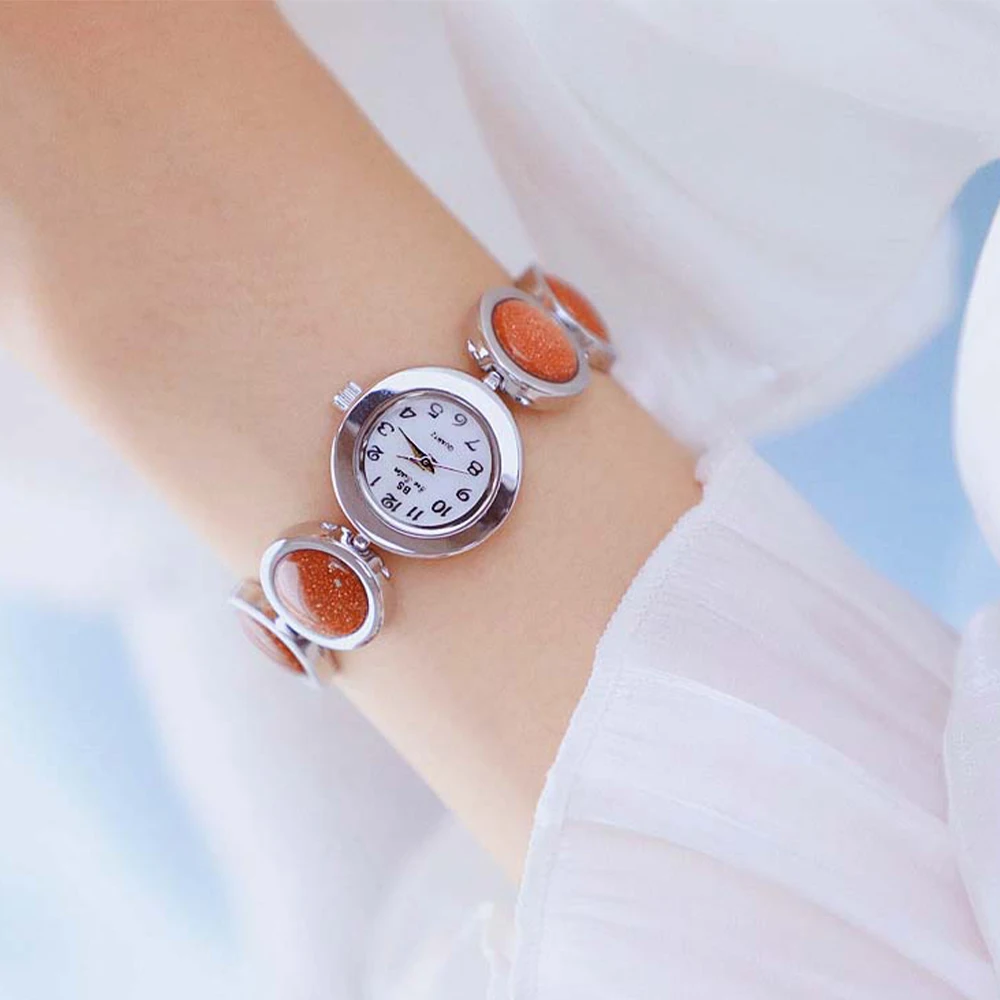 BS ใหม่ผู้หญิงนาฬิกาควอตซ์-Star Sand Stone นาฬิกาสุภาพสตรีสุภาพสตรีนาฬิกาข้อมือของขวัญผู้หญิง Relogio Feminino