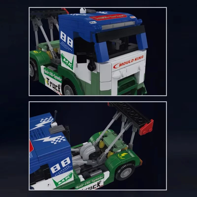 새로운 몰드 킹 24095 레이싱 트럭 모델 블록 조립 교육용 브릭 장난감 어린이 및 성인 생일 선물