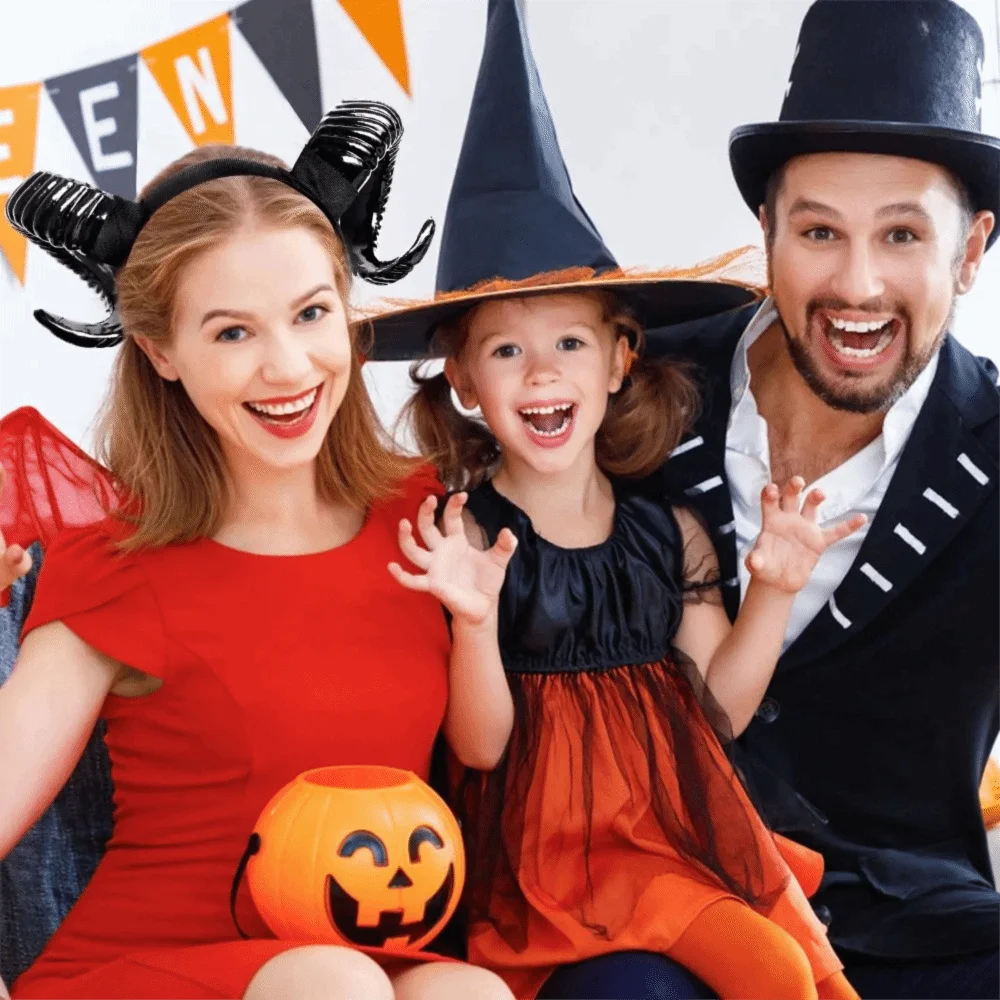 Corne de démon noire artificielle, couvre-chef gothique réaliste pour Halloween, bandeau du diable, réutilisable, unisexe, corne de chèvre, cerceau pour cheveux, scène