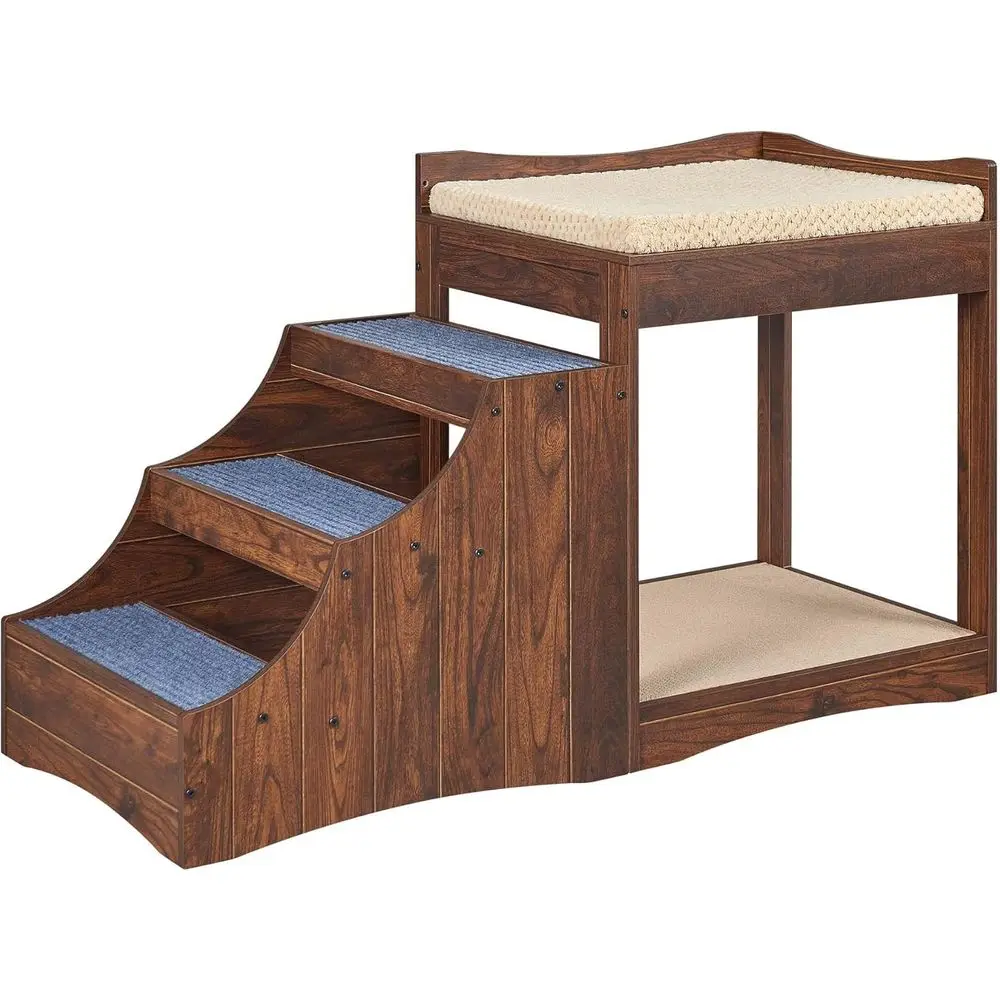 

Multi-Level Pet Bunk Bed with Removable Step, Cushioned Platform, and Scratch Pad for Cats & Dogs, Indoor Use