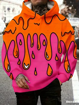 पुरुषों की हुड वाली स्वेटशर्ट, नियॉन हरा और बैंगनी लिक्विड ड्रिप पैटर्न पुलओवर, दैनिक और खेल, आउटडोर फिटनेस, महिलाओं की हुडी 10 best sales नीऑन हरा - №6