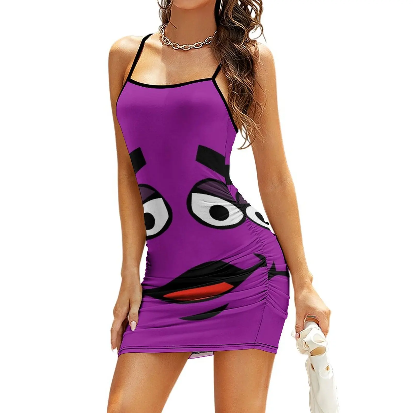 

Платье-слинг с мультяшным дизайном Grimace - прозрачный фон, женское платье для торжественных мероприятий, летнее платье, повседневное платье.