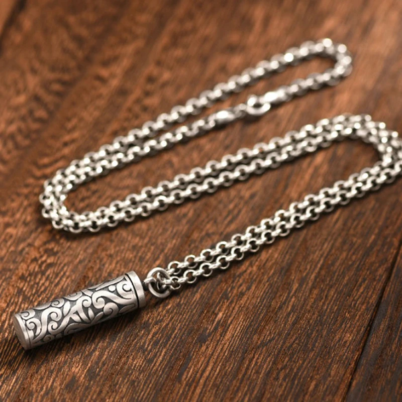 1PC Stainless Steel Pill Case Holder Pill Box Cylinder Urn Pendant Memorial Necklace Jewelry