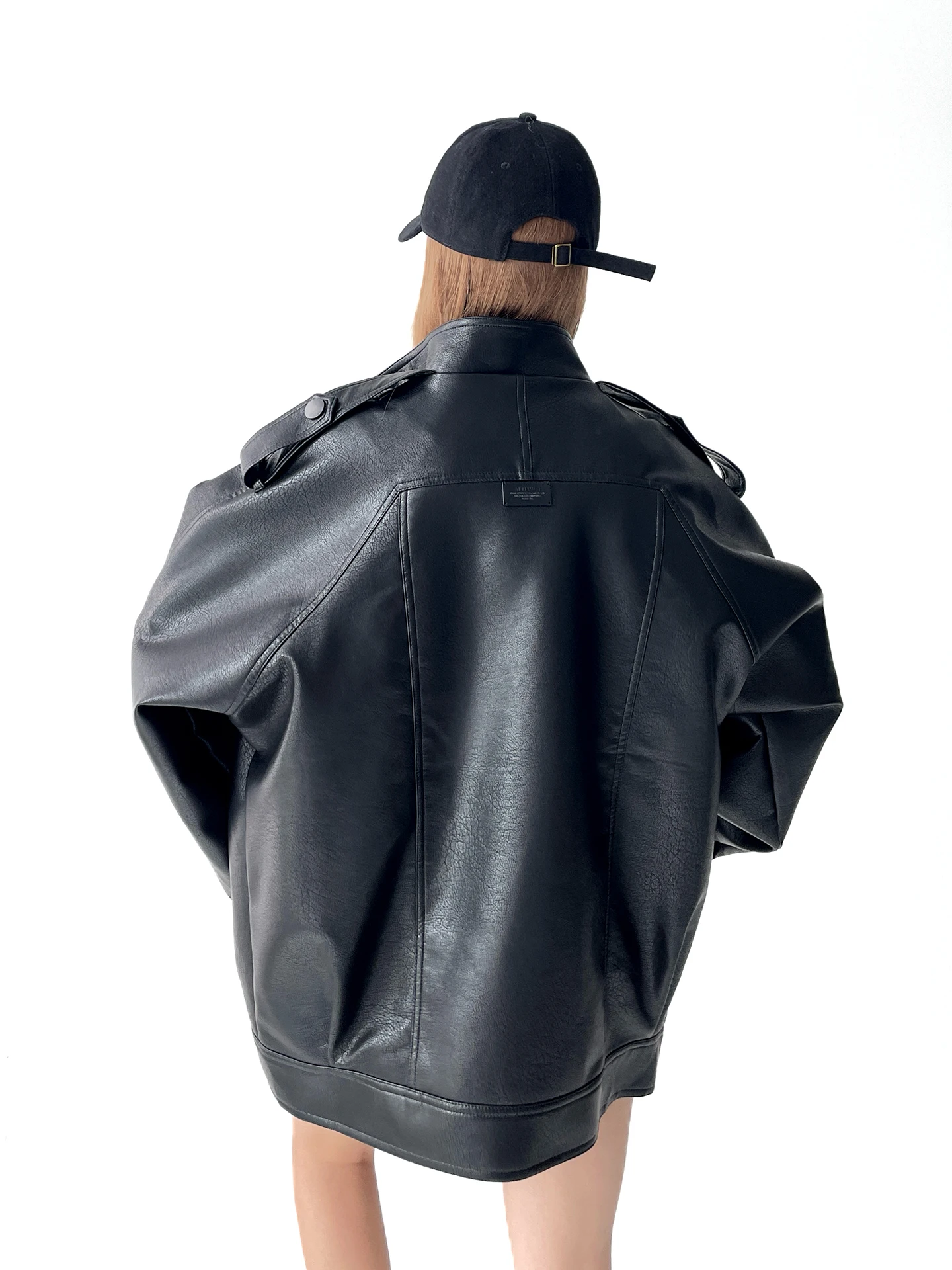 2025 novo americano retro couro jaet outerwear legal solto roupas da motocicleta couro do plutônio rua sle para meninas adolescentes