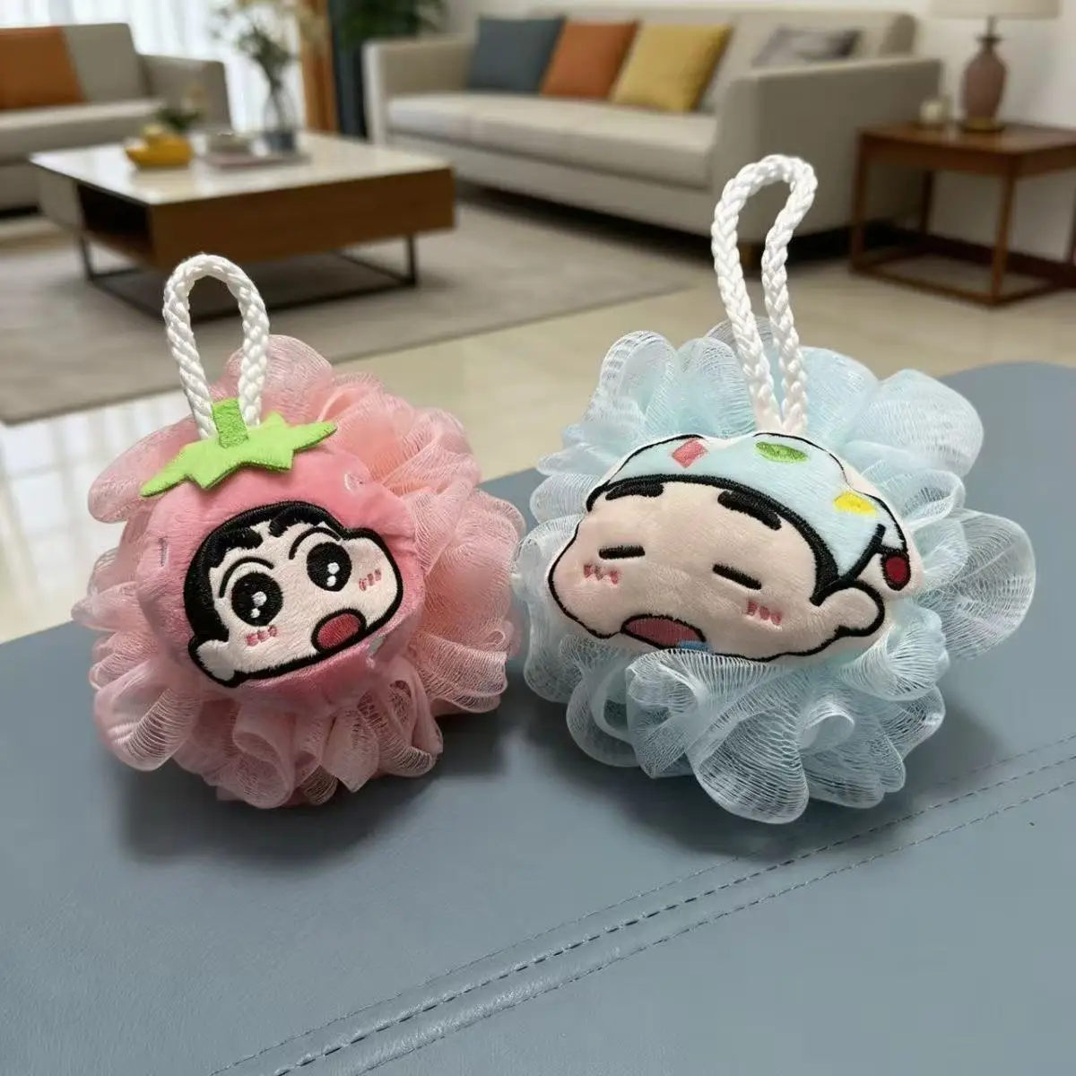 Kawaii Crayon Shin-chan Bath Ball Fluffy Cartoon Hanging Shower Loofah Gentle Foaming Bath Sponge Gift for Girls Daily Shower view 3