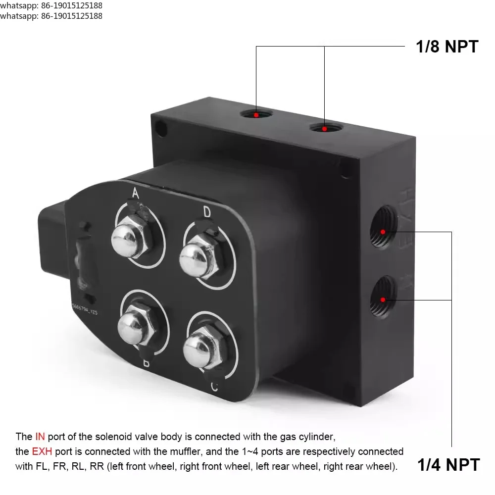 Modified 1/4 " manifold solenoid valve 200 controls airbag suspension system, distribution valve