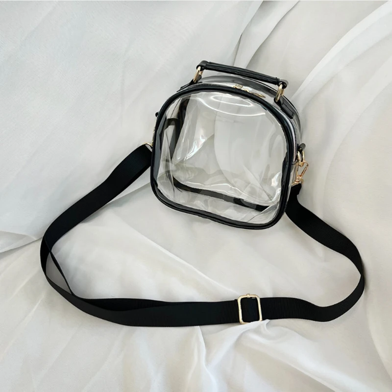 Tas bahu transparan wanita, mangkuk Super tas Messenger selempang tahan air saku PVC untuk perjalanan musim panas