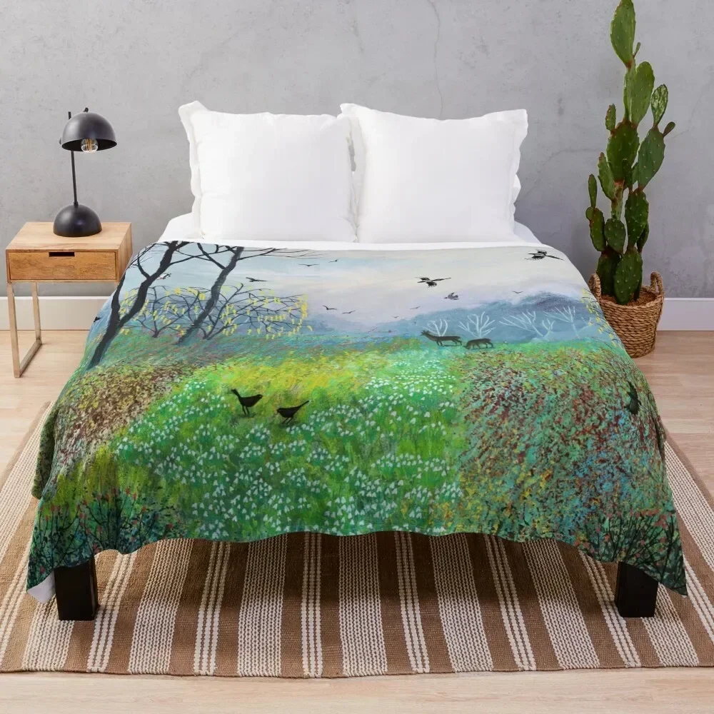 

Snowdrop Copse Throw Blanket Outdoor Soft Blanket for Picnic Beach Camping