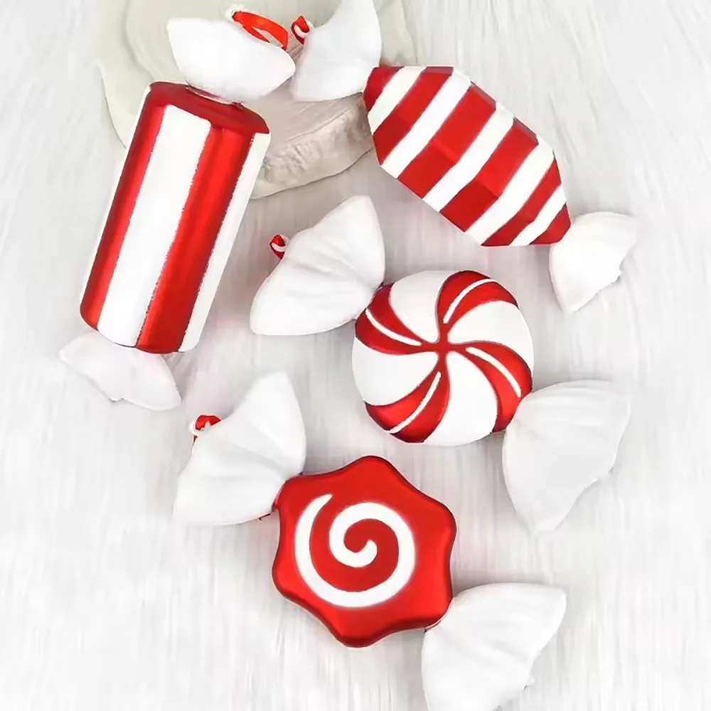 4PCS Big Christmas Ball Ornaments Red Candy Cane Xmas Tree Hanging Pendants Navidad New Year Home Decorations 2026 Natal Gift