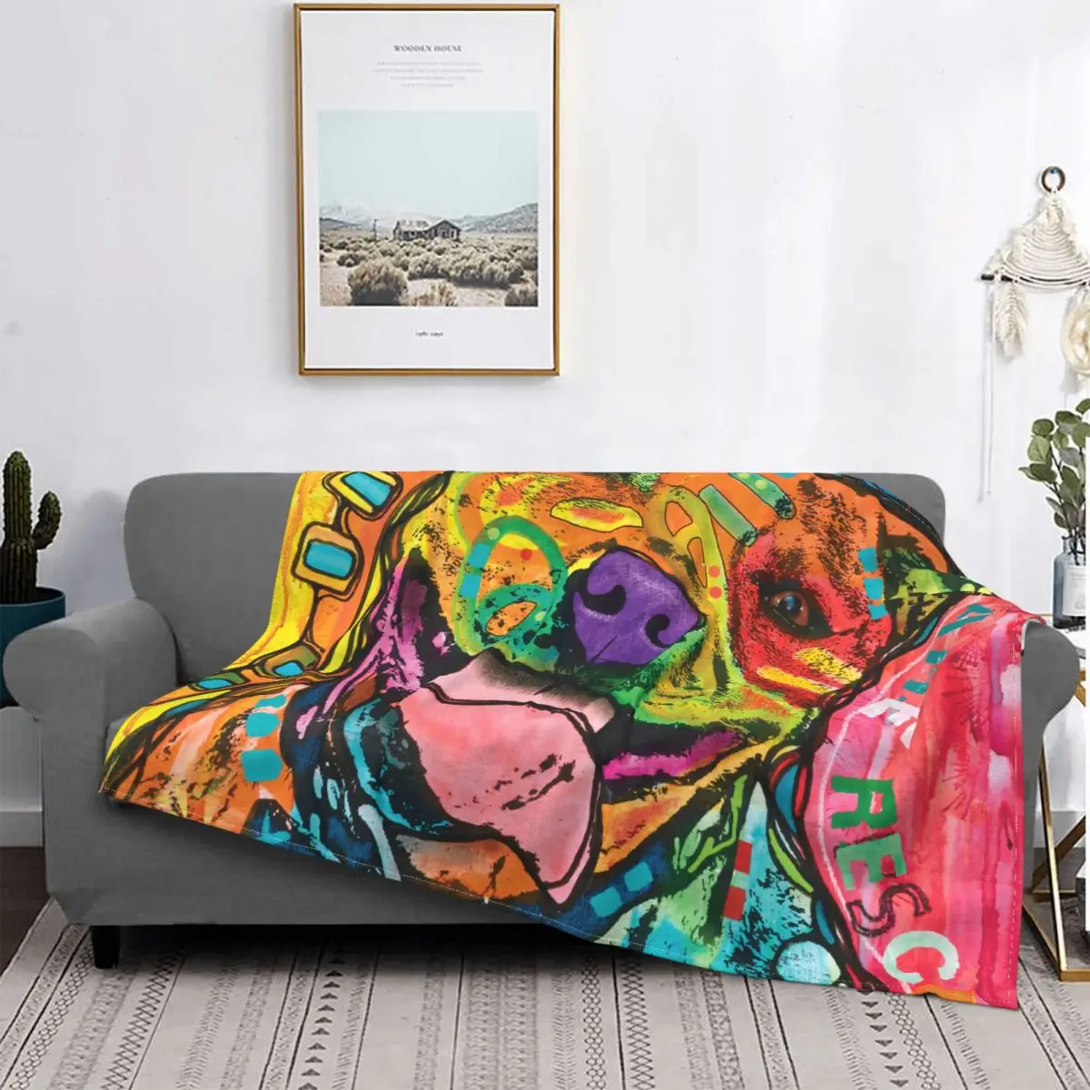 Beware Of Pit Bulls Dog Canine Blanket 3D Printed Soft Flannel Fleece Warm Animal Painter Throw Blankets for Home Bed Sofa Quilt