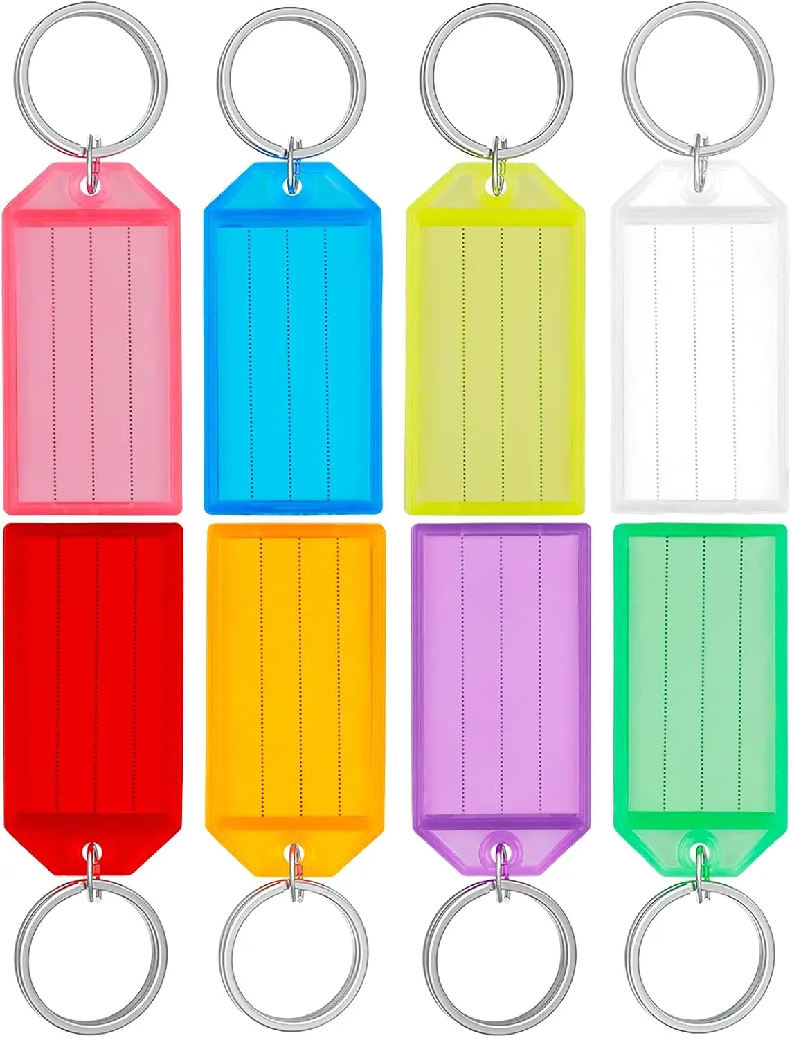 40 Pieces Key Tags 2 Inch Plastic Key Chain Tags with Ruled Blank Paper Labels Transparent Covers and Split Rings Sturdy Item Id