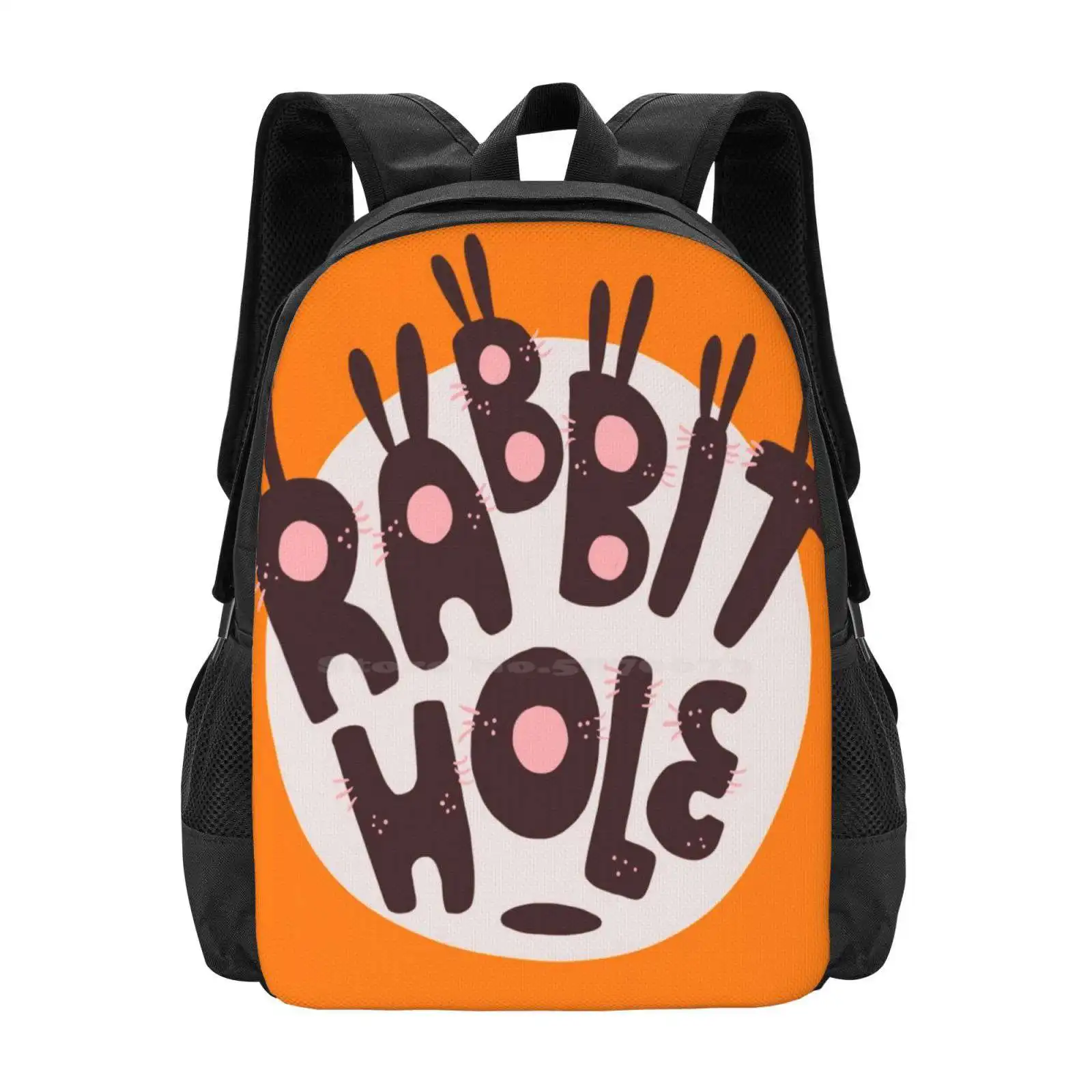 Rabbit Hole Hot Sale Schoolbag Backpack Fashion Bags Rabbits Bunnies Typophile Typography Typeface Graphic Design Kawaii Bunny