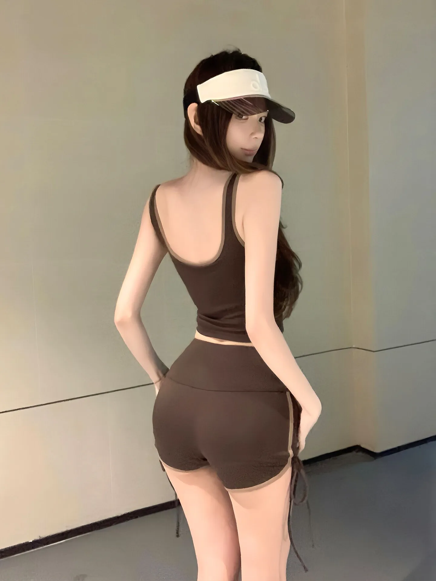 Hot Girl Quick Dry Sports Set for Women Summer 2026 New Design Tank Top + Drawstring Shorts Running Two-Piece Outfit