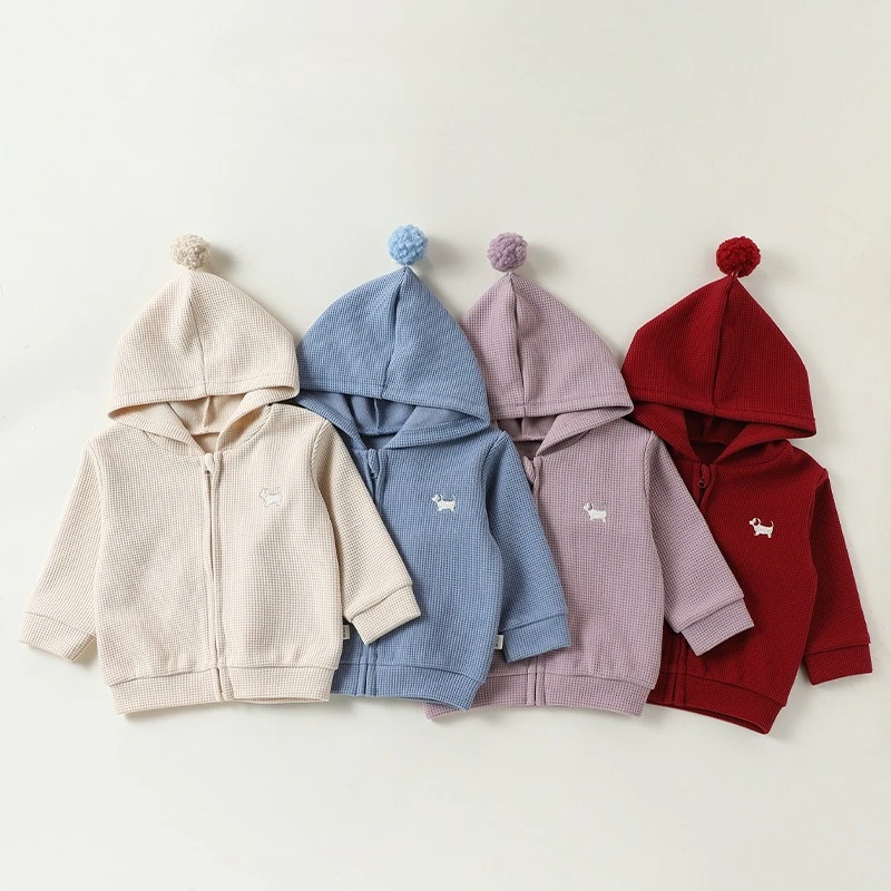 0-4T Newborn Kid Baby Boy Girl Autumn Winter Clothes Baby Sweatshirt Hooded Long Sleeve Coat Casual Plain Zipper Hoodies Outfit