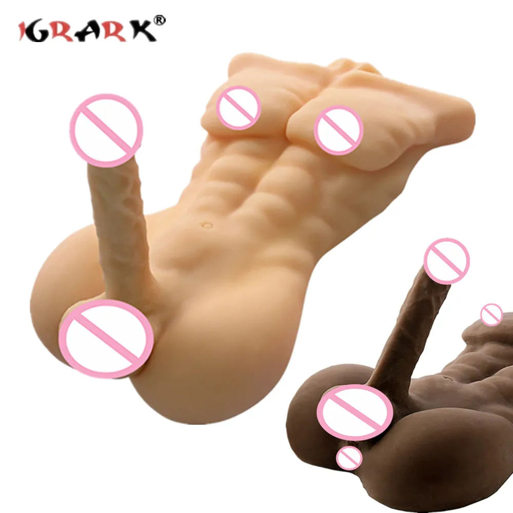 Super Realistic Full TPE Male 3D Torso Half Body With Big Dildo Sex Doll For Men Women Sex Toy Long Penis Women Masturbation Toy