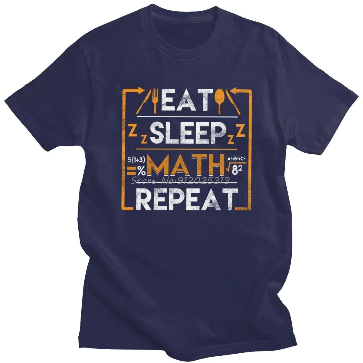 Funny Eat Sleep Math Repeat Tshirt Short Sleeve Cotton T-shirt O-neck Casual Shirt Mathematical Mathematics Tee Tops Gift