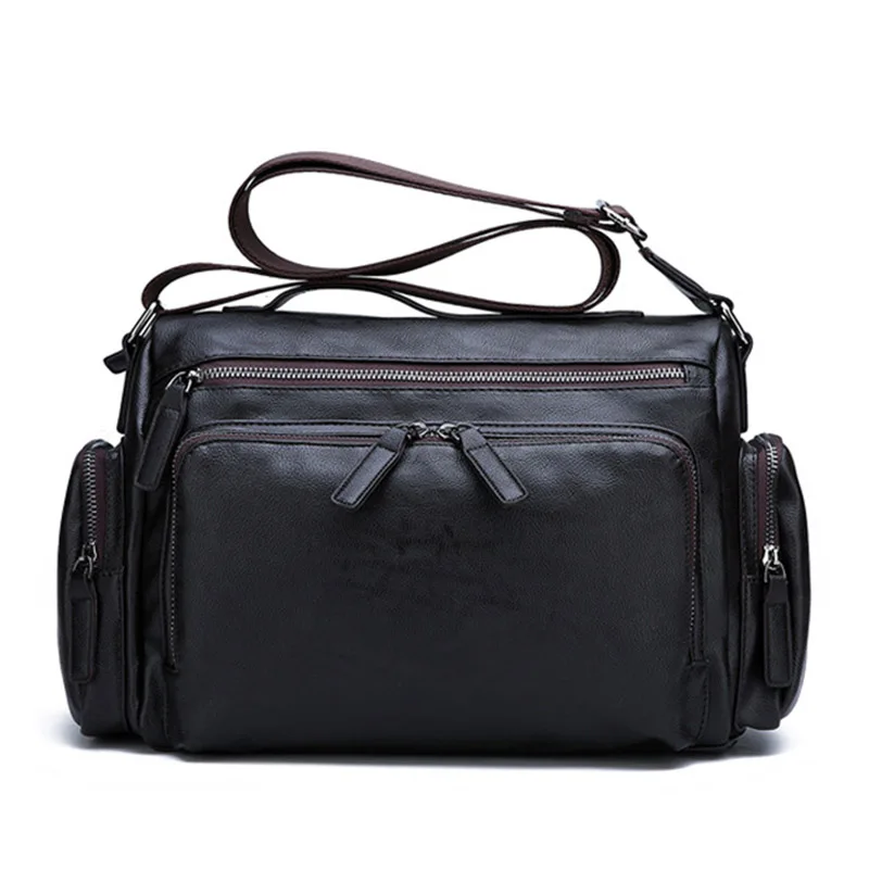 Maletín nuevo de negocios para hombre, bolso de hombro, bolso de ocio para hombre, bandolera de cuero Retro, bolsos cruzados para hombre, negro y marrón, 2022