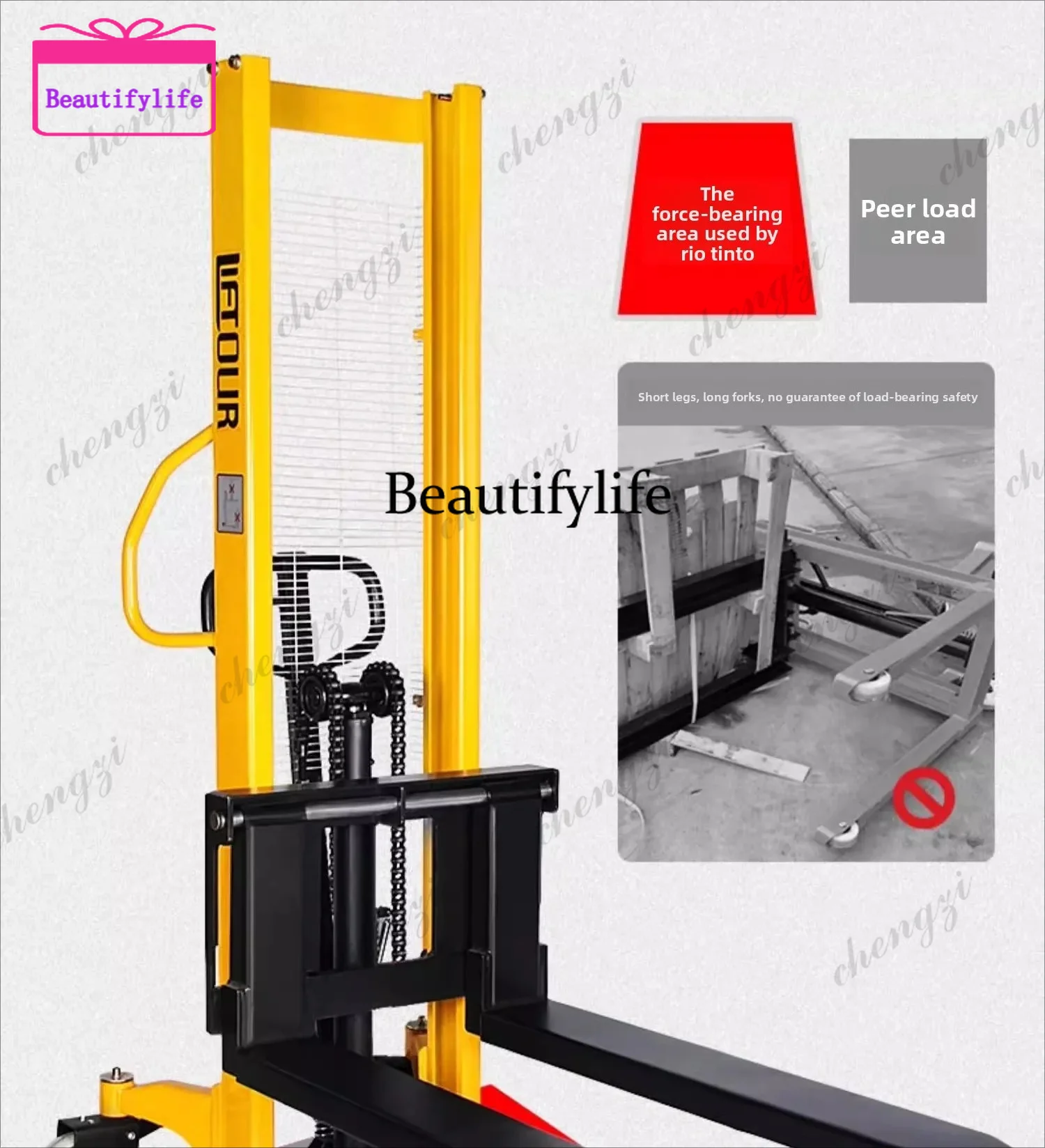 

A55 hydraulic forklift manual stacking 1T2 tons of cattle hand push truck