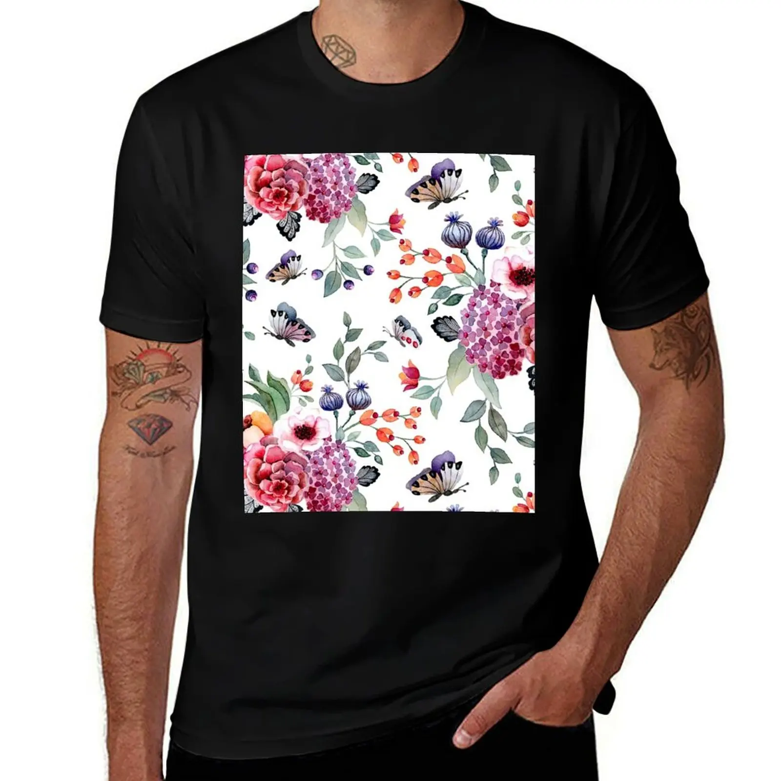roses and butterflies T-Shirt Performance Workout Short Sleeve Tee