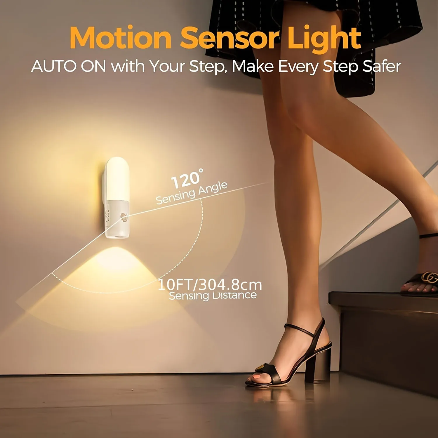 

2pcs Motion Sensor Night Light, Adjustable Brightness,Suitable For Bedrooms, Kitchens, Wardrobes, Stairs, Corridors