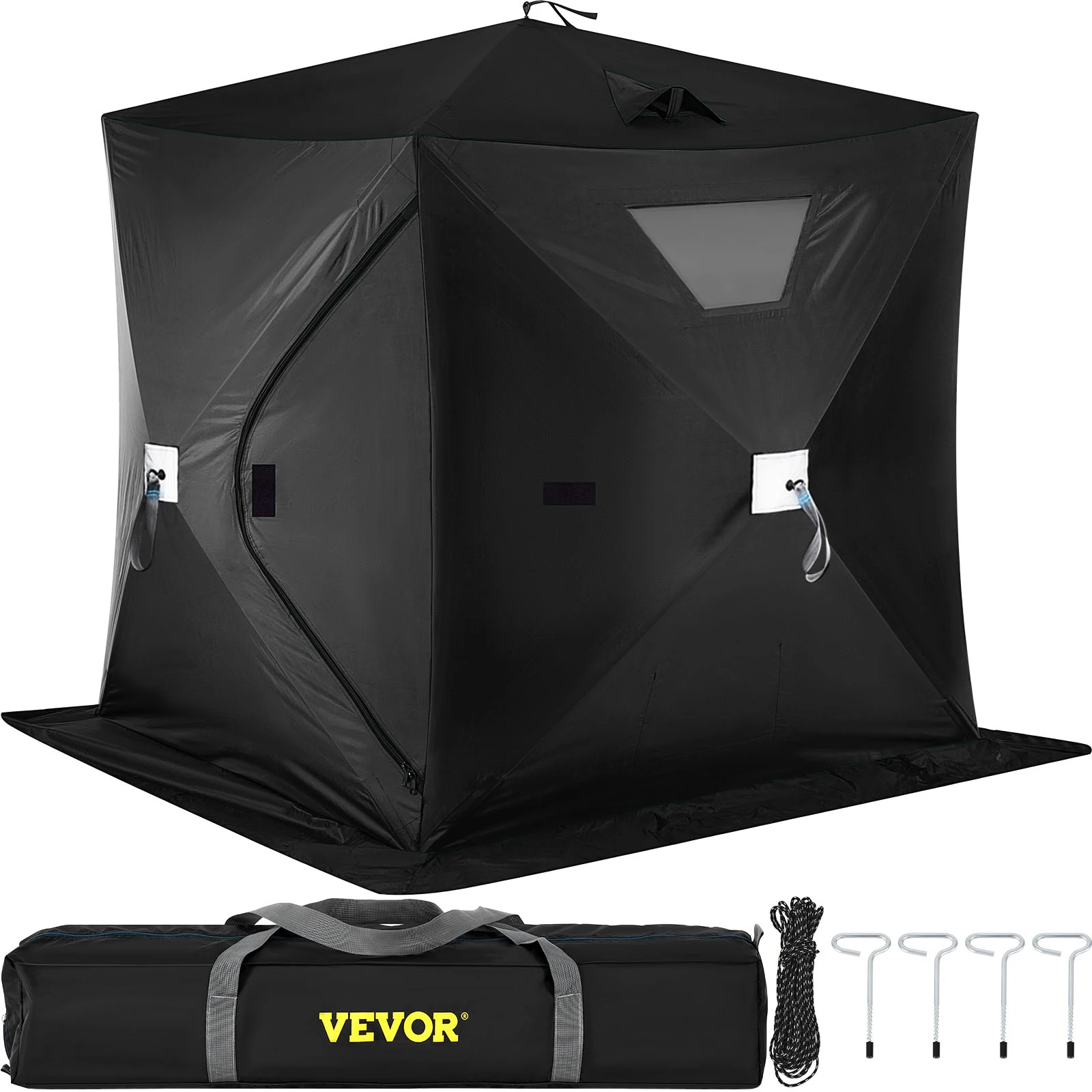 VEVOR Ice Fishing Shelter Tent, 300D Oxford Fabric Portable Ice Shelter with Pop-up Pull Design, Strong Waterproof and Windproof