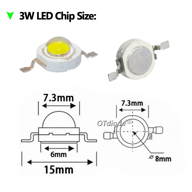 50 szt. Prawdziwy pełny wat 1W 3W 30/45mil 3V LED wysokiej mocy Chip koraliki zimne ciepłe białe czerwone niebieskie zielone żółte dla blubów rosną