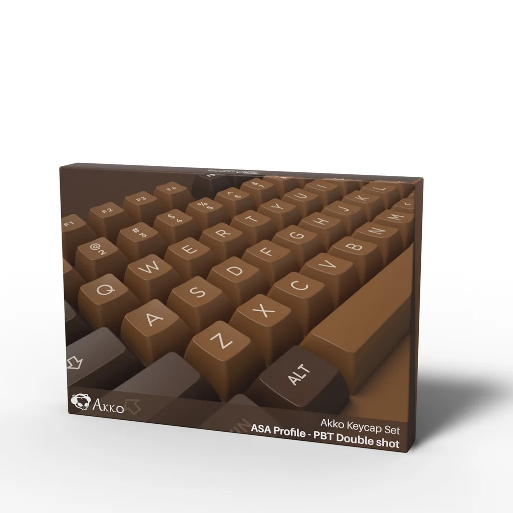 Akko Chocolate Keycap Set 178-Key ASA Profile PBT Double-Shot Full Keycap untuk Keyboard Mekanis Multi-layout dengan Koleksi