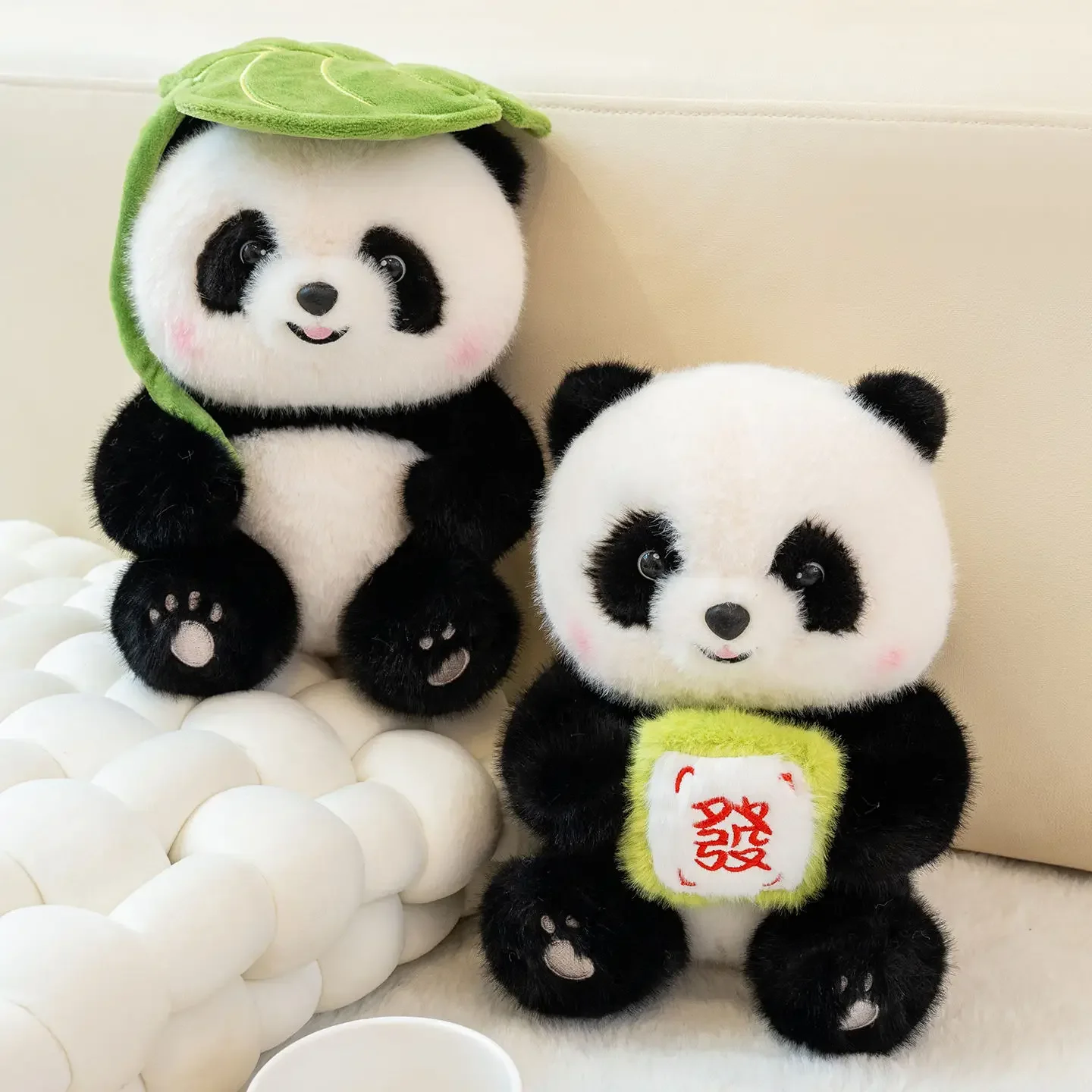

Lucky Lotus Leaf Panda Plush Toys Soft Stuffed Panda Doll Funny Wealth Panda Doll Warm Cozy Children Companion Doll Nice Gift