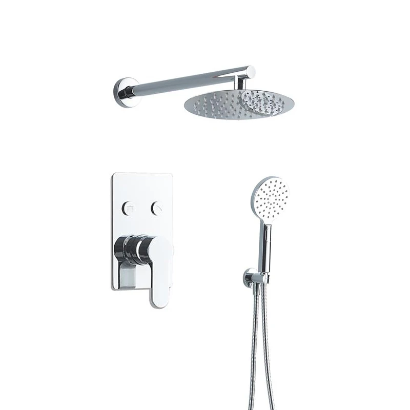 AZETA Black Built-In Wall Mount Button Concealed Shower Set Bathroom Rainfall Shower Head and Hand Shower System AT7918