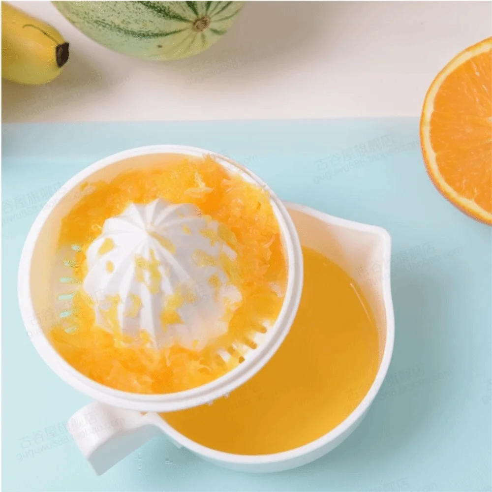 Practical Plastic Manual Citrus Juicer White Double Layer Lemon Squeezer Hand Operated Easy Clean Fruit Press Juice Making