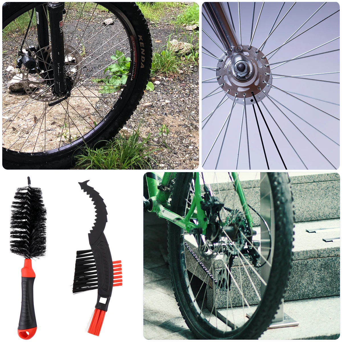 

2Pcs Tire Cleaing Kit Durable 360Degree Tool for Bicycle Bike Chain Cleaning Tool Flywheel Bike Chain Cleaner Kit