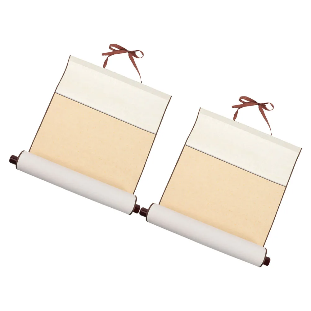 

2pcs Rice Paper Calligraphy Scroll 4ft Semi Moist Blank Painting Wall Decor Bedroom Art Supply Smooth Writing Water