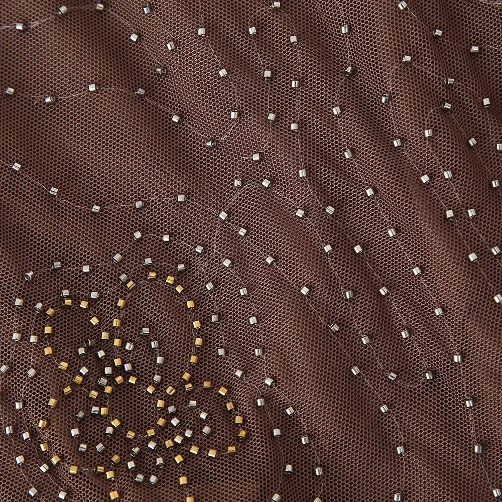 VEITCHE damskie spodnie z cekinowym nadrukiem damskie w pasie szerokie nogawki przepuszczalne spodnie kobiece lato 2025 błyszczące spodnie imprezowe