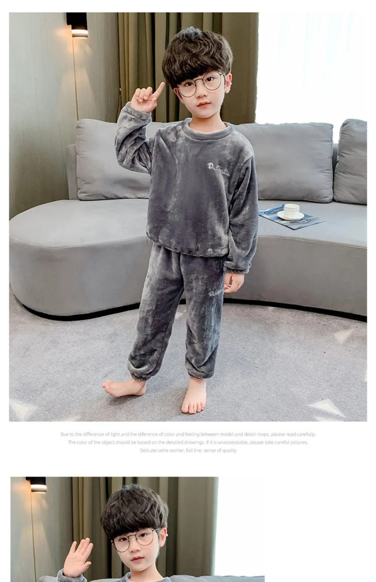 Baby Herbst-Winter Fleece-Pyjama-Set für Jungen und Mädchen, Langarm-Oberteil und Hose, Warme Homewear, Weiche Kinder-Loungewear, Locker Sitzend, Lässig – Detail 18
