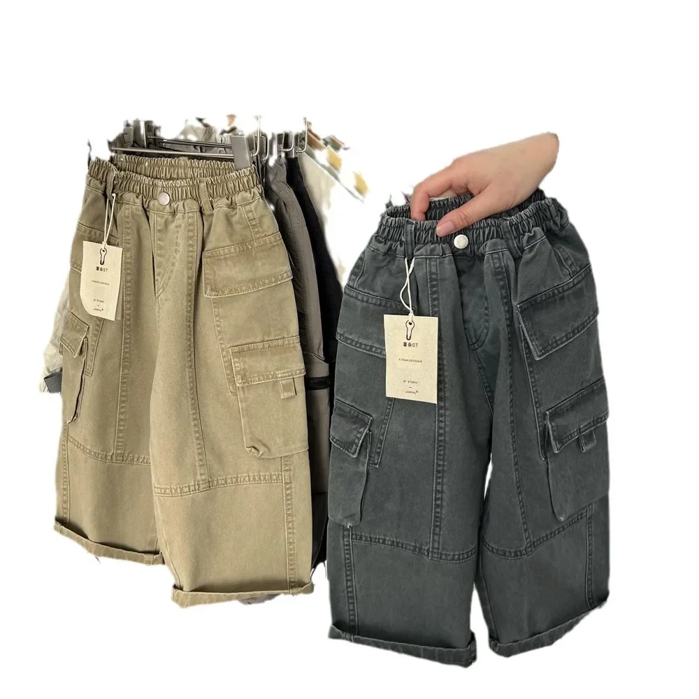 Children Clothing Kids Fashion Retro All Match Overalls 2024 Spring and Autumn New Boys Casual Loose Straight Leg Pants