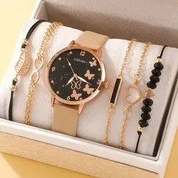 Women Fashion Casual Leather Belt Watches Ladies Starry Sky Butterfly Dial Quartz Wristwatches Dress Clock Reloj Mujer