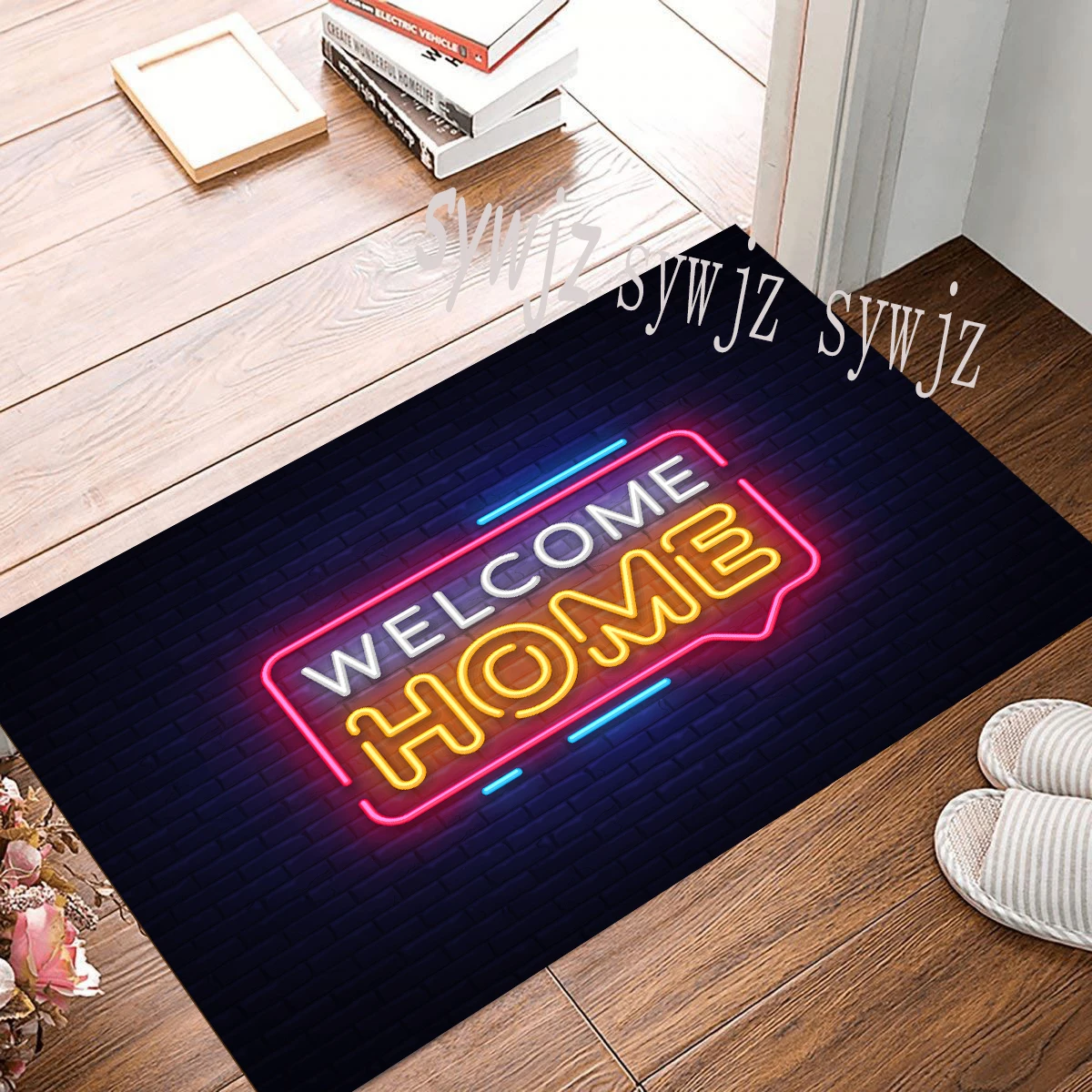 Welcome Home Pattern Welcome Mat Front Door Indoor and Outdoor Entrance Door Mat Rug Kitchen Decor Floor Mat Colorful Home Decor