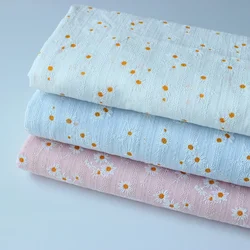 0.5/1/2 Yard Ribbed Jacquard Daisy Print 100% Cotton Fabric Pastoral Fresh DIY Shirt Skirt Curtain Tablecloth Home Textiles