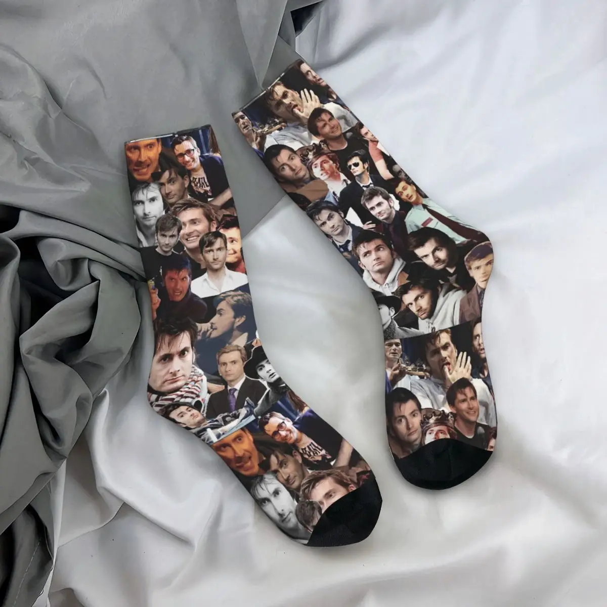 Harajuku Female Socks Retro David Tennant Collage Merch Soft Funny Actor Sport Socks All Seasons