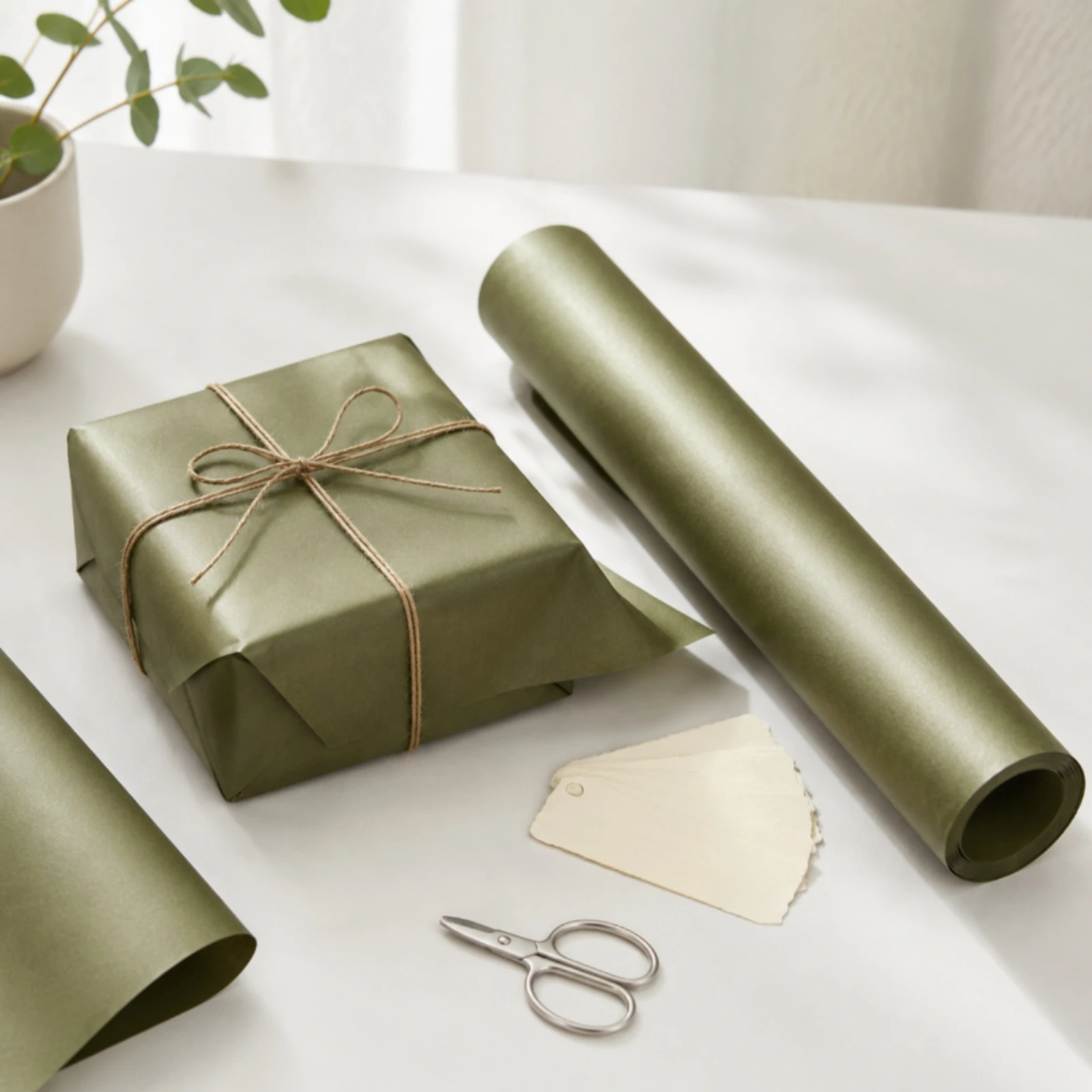 Matte Kraft Wrapping Paper Roll Easy to Cut Solid-Color Gift Wrapping Paper Roll Long-Lasting Tear-Resistant for Birthdays